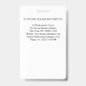 Benutzerdefinierte Mitarbeiter-ID-Karte | Firmenna Ausweis (Rückseite)