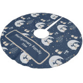 Benutzerdefinierte Mitternachtsweihnachten | Navy, Polyester Weihnachtsbaumdecke (Schrägansicht)