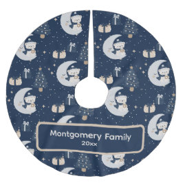 Benutzerdefinierte Mitternachtsweihnachten | Navy, Polyester Weihnachtsbaumdecke