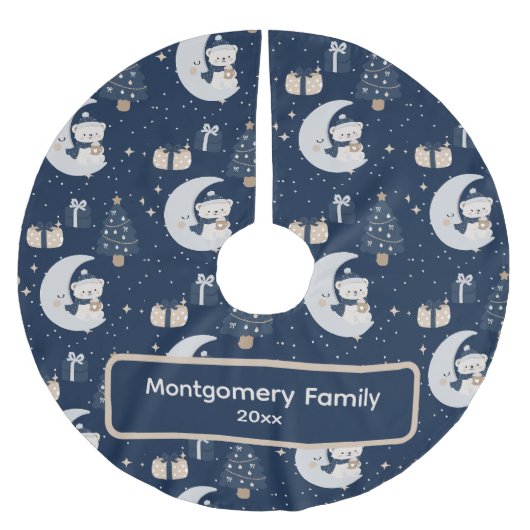 Benutzerdefinierte Mitternachtsweihnachten | Navy, Polyester Weihnachtsbaumdecke (Vorderseite)