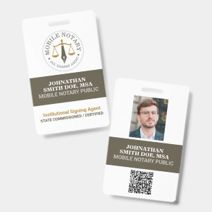 Benutzerdefinierte mobile Notar-Unterschrift Khaki Ausweis