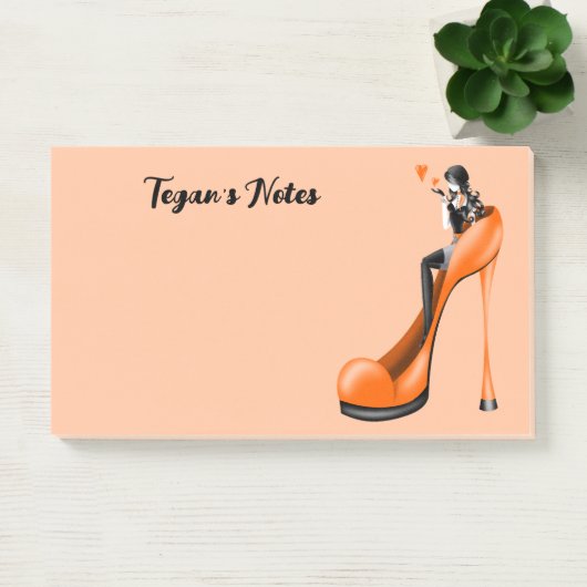 Benutzerdefinierte Mode-Diva in Stiletto Orange Post-it Klebezettel (Büro)