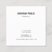 Benutzerdefinierte moderne Berufliche Minimalistis Quadratische Visitenkarte (Rückseite)