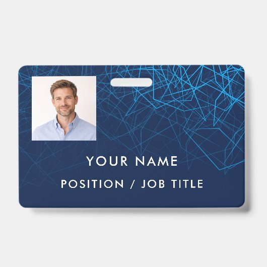 Benutzerdefinierte moderne blaue Tech-Profifoto-ID Ausweis (Vorderseite)