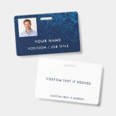 Benutzerdefinierte moderne blaue Tech-Profifoto-ID Ausweis (Vorder- & Rückseite)