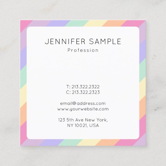 Benutzerdefinierte moderne, einfache Niedliche Des Quadratische Visitenkarte (Rückseite)