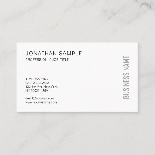 Benutzerdefinierte moderne, elegante Berufliche Vo Visitenkarte (Vorderseite)