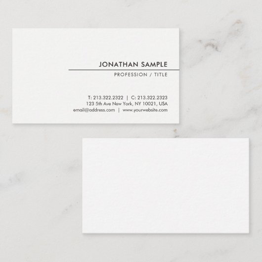 Benutzerdefinierte moderne, elegante Minimalistisc Visitenkarte (Vorne/Hinten)