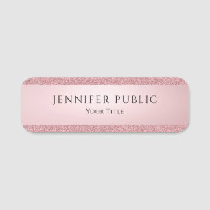 Benutzerdefinierte moderne elegante Vorlage Rose G Namensschild