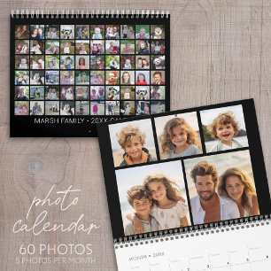 Benutzerdefinierte moderne Familien-60-Foto-Collag Kalender