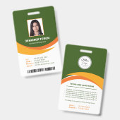 Benutzerdefinierte moderne Green Employee ID Card  Ausweis (Vorder- & Rückseite)