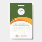 Benutzerdefinierte moderne Green Employee ID Card  Ausweis (Rückseite)