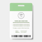 Benutzerdefinierte moderne Green Employee ID Card Ausweis (Rückseite)