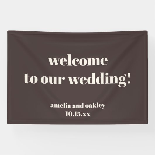 Benutzerdefinierte moderne herbstbraune Hochzeit B Banner (Horizontal)