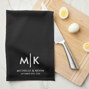 Benutzerdefinierte moderne Hochzeitsmonogramm-Init Geschirrtuch