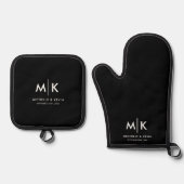 Benutzerdefinierte moderne Hochzeitsmonogramme Ini Ofenhandschuh & Topflappen-Set (Vorderseite)