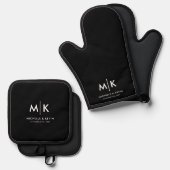 Benutzerdefinierte moderne Hochzeitsmonogramme Ini Ofenhandschuh & Topflappen-Set (Vorderseite/Rückseite)