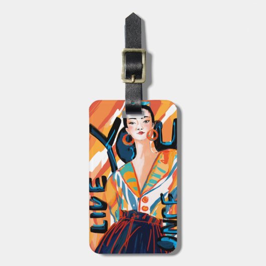 Benutzerdefinierte moderne Ladys Sie leben einmal Gepäckanhänger (Vorderseite vertikal)