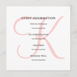 Benutzerdefinierte moderne Monogramm in rosa Gasti Einladung