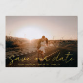 Benutzerdefinierte moderne Namen Foto Gold Save th Folieneinladung (Vorderseite)