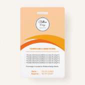 Benutzerdefinierte moderne Orange Mitarbeiter ID C Ausweis (Rückseite)