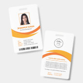 Benutzerdefinierte moderne Orange Mitarbeiter ID C Ausweis (Vorder- & Rückseite)