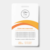 Benutzerdefinierte moderne Orange Mitarbeiter ID C Ausweis (Rückseite)