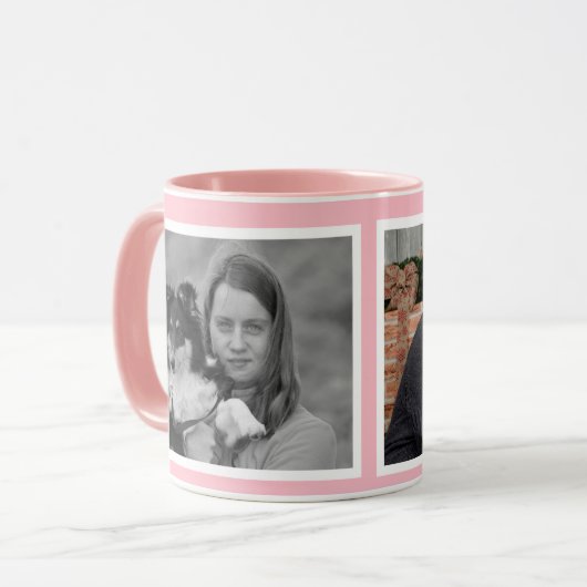 Benutzerdefinierte moderne Rosa 2-Foto-Collage Tasse (Vorderseite Links)