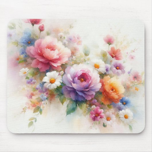 Benutzerdefinierte moderne Wasserfarben-Blumen-Nam Mousepad (Vorne)