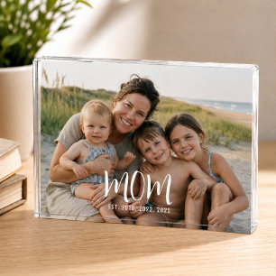 Benutzerdefinierte Mom Established Modern Schrift Fotoblock