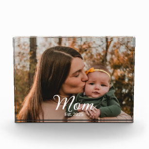 Benutzerdefinierte Mom Established Modern Schrift Fotoblock