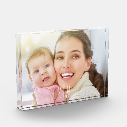 Benutzerdefinierte Mom Established Modern Script Fotoblock (Links)