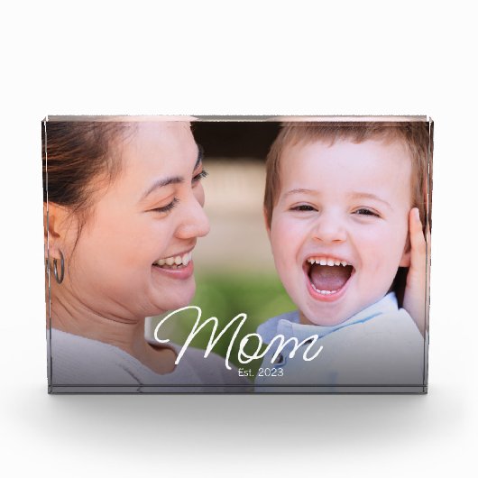 Benutzerdefinierte Mom Established Moderne Schrift Fotoblock (Vorderseite)