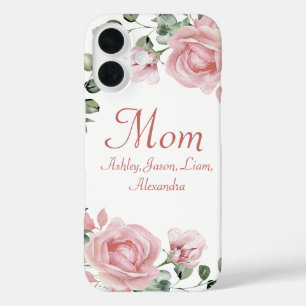 Benutzerdefinierte Mom Pink Rosen Floral 4 bis 8 K iPhone 16 Hülle