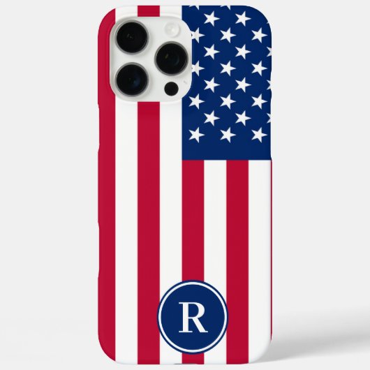 Benutzerdefinierte Monogram für amerikanische Flag Case-Mate iPhone Hülle (Rückseite)
