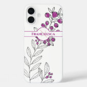 Benutzerdefinierte Monogram Name Blätter Lila Berr Case-Mate iPhone Hülle (Rückseite)