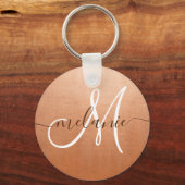 benutzerdefinierte Monogram Name Trendy Script Ros Schlüsselanhänger (Vorderseite)