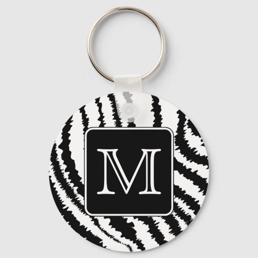 Benutzerdefinierte Monogram, Zebra Muster Animal P Schlüsselanhänger (Vorderseite)