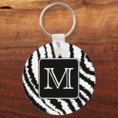 Benutzerdefinierte Monogram, Zebra Muster Animal P Schlüsselanhänger (Vorderseite)