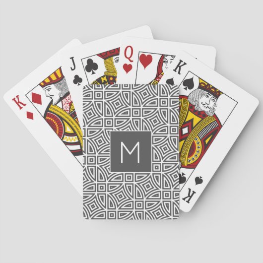 Benutzerdefinierte Monogramm-Abstrakte Muster-Spie Spielkarten (Rückseite)