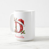 Benutzerdefinierte Monogramm Anfangs-Schneeflocke Kaffeetasse (Vorderseite Links)