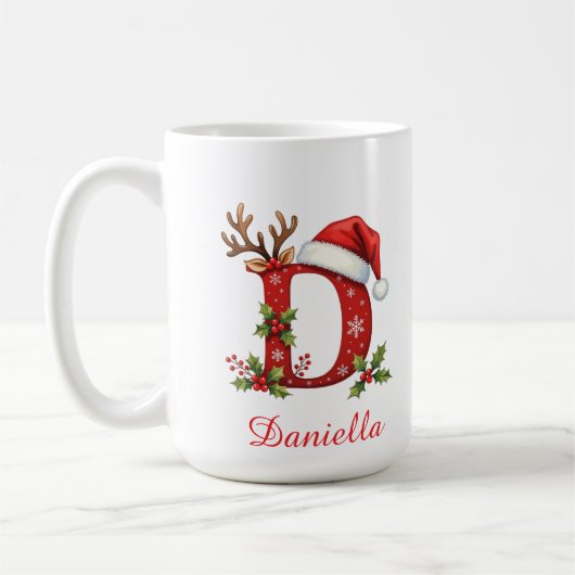 Benutzerdefinierte Monogramm Anfangs-Schneeflocke Kaffeetasse (Links)