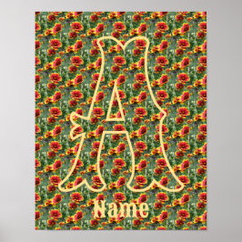 Benutzerdefinierte Monogramm Anfangsbuchstabe Name Poster