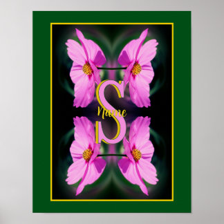 Benutzerdefinierte Monogramm Anfangsbuchstabe Name Poster