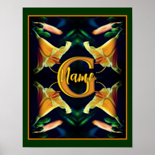 Benutzerdefinierte Monogramm Anfangsbuchstabe Name Poster