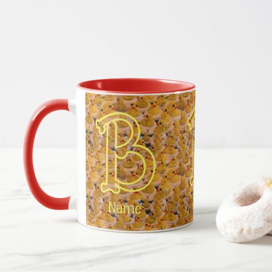 Benutzerdefinierte Monogramm Anfangsbuchstabe Name Tasse (Mit Donut)