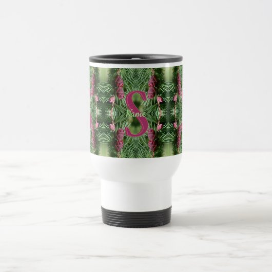 Benutzerdefinierte Monogramm Anfangsname Kiefernza Reisebecher (Mittel)