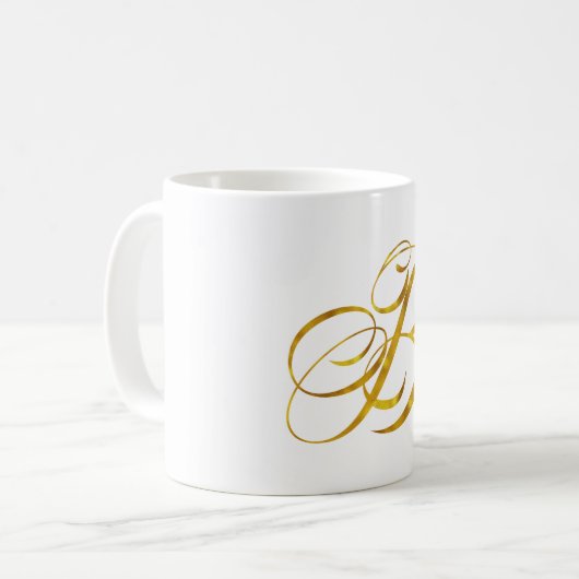 Benutzerdefinierte Monogramm-B-Imitat Gold Foil Mo Kaffeetasse (Vorderseite Links)