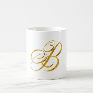 Benutzerdefinierte Monogramm-B-Imitat Gold Foil Mo Kaffeetasse