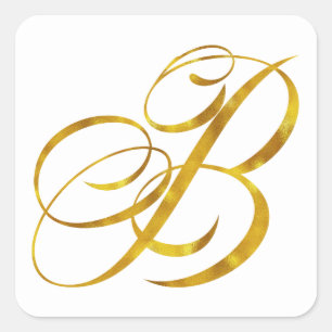 Benutzerdefinierte Monogramm-B-Imitate Gold Foil M Quadratischer Aufkleber
